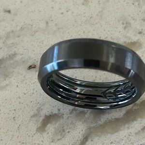 David Yurman Men’s Black Beveled Band Ring Sz 8